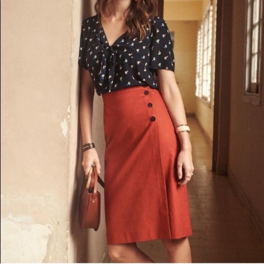 Sézane Maisie skirt in terra cotta, size 4